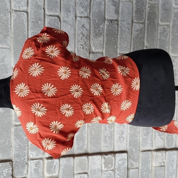 Madewell Top Chinch Wrap Tie Size XXS Flowers New Rust Cream - Picture 3 of 12